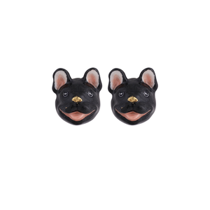 Dog Label The Black French Bulldog Earrings