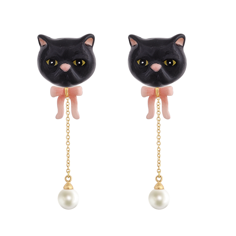 Cat Village The Black Exotic Cat Earrings