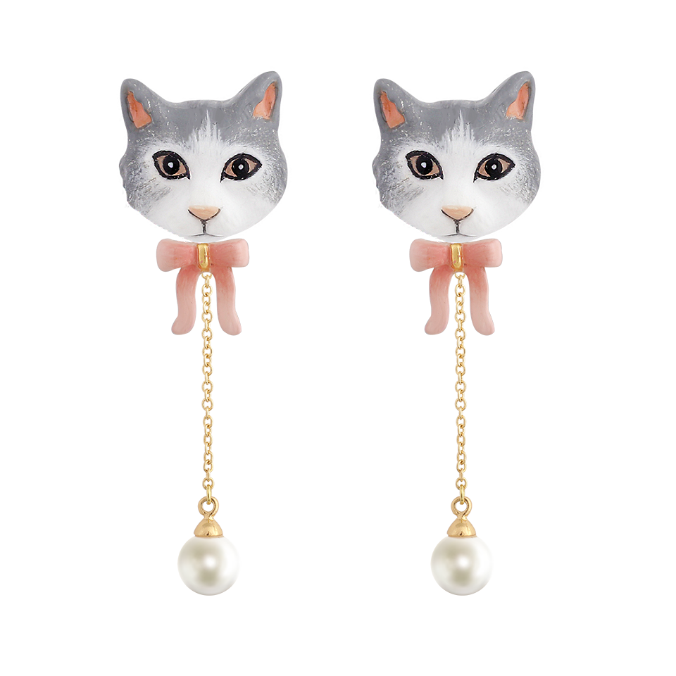 Cat Village The Gray Maine Coon Earrings
