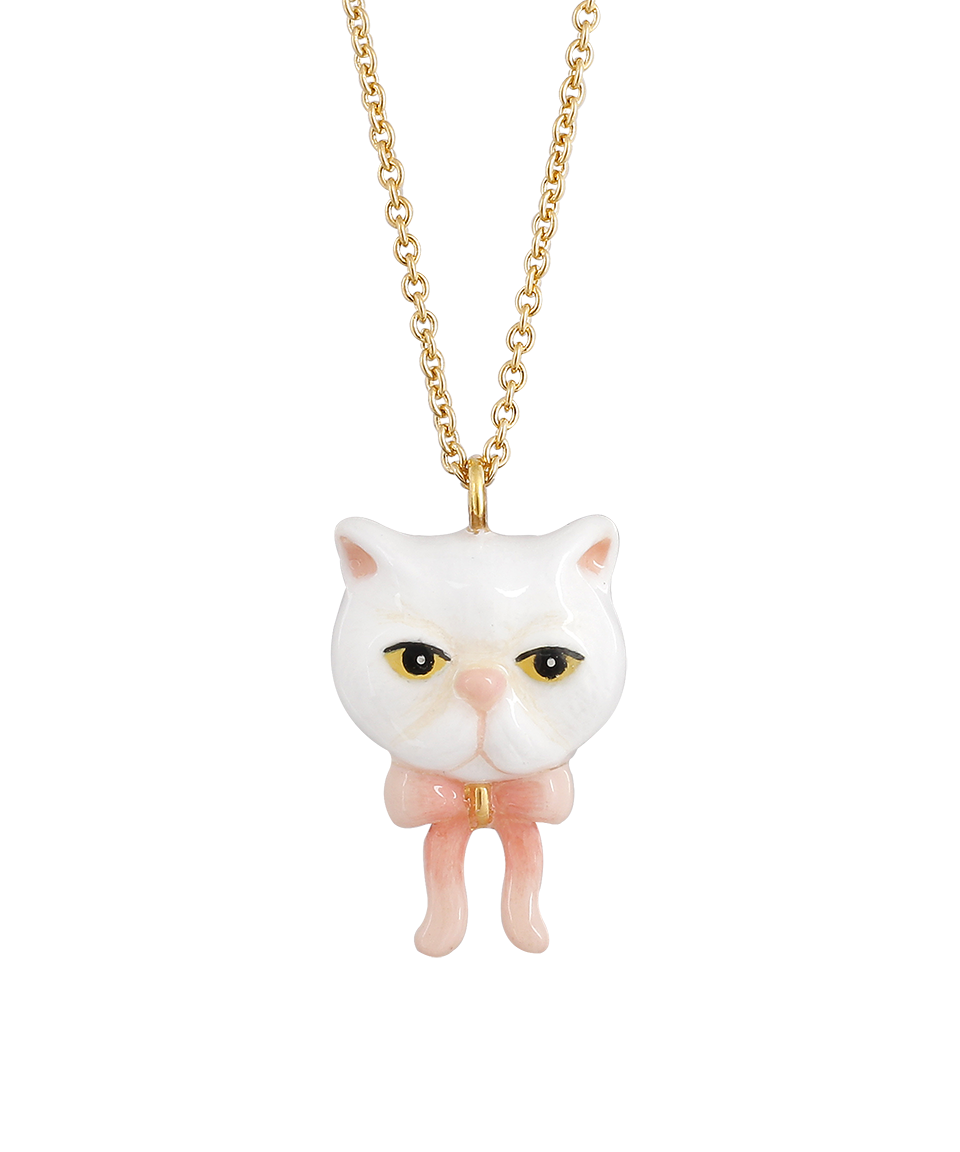 Cat Village The White Exotic Cat Small Necklace