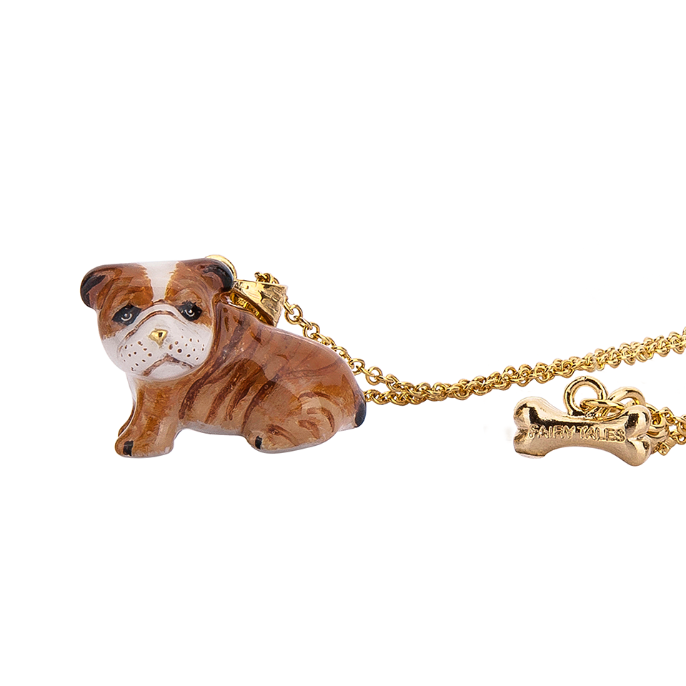 Dog Lover The Two Brown Eye English Bulldog Necklace