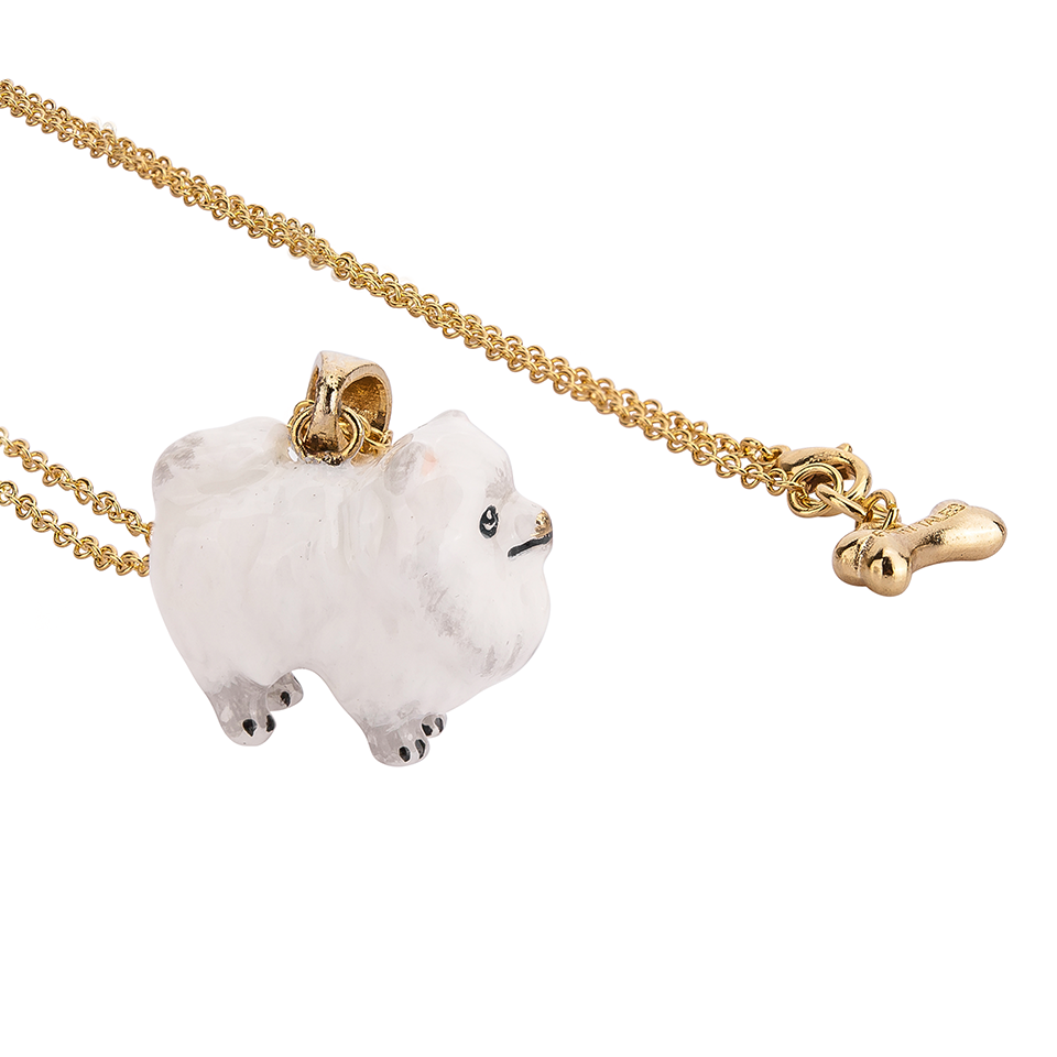 Dog Lover The White Long-haired Pomeranian Necklace