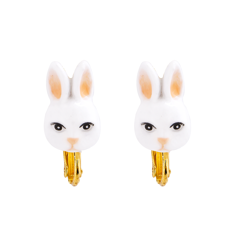 Woodland The White Rabbit Clip On Earrings