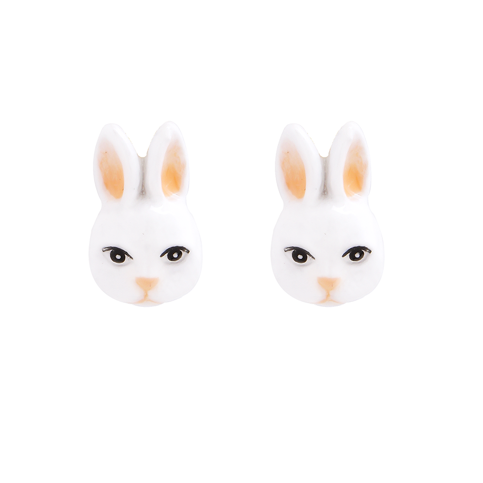 Woodland The White Rabbit Stud Earrings