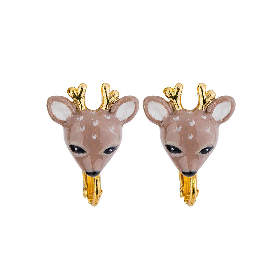 Forestogenian The Brown Deer Clip On Earrings