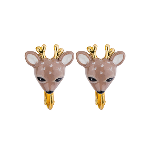 Forestogenian The Brown Deer Clip On Earrings