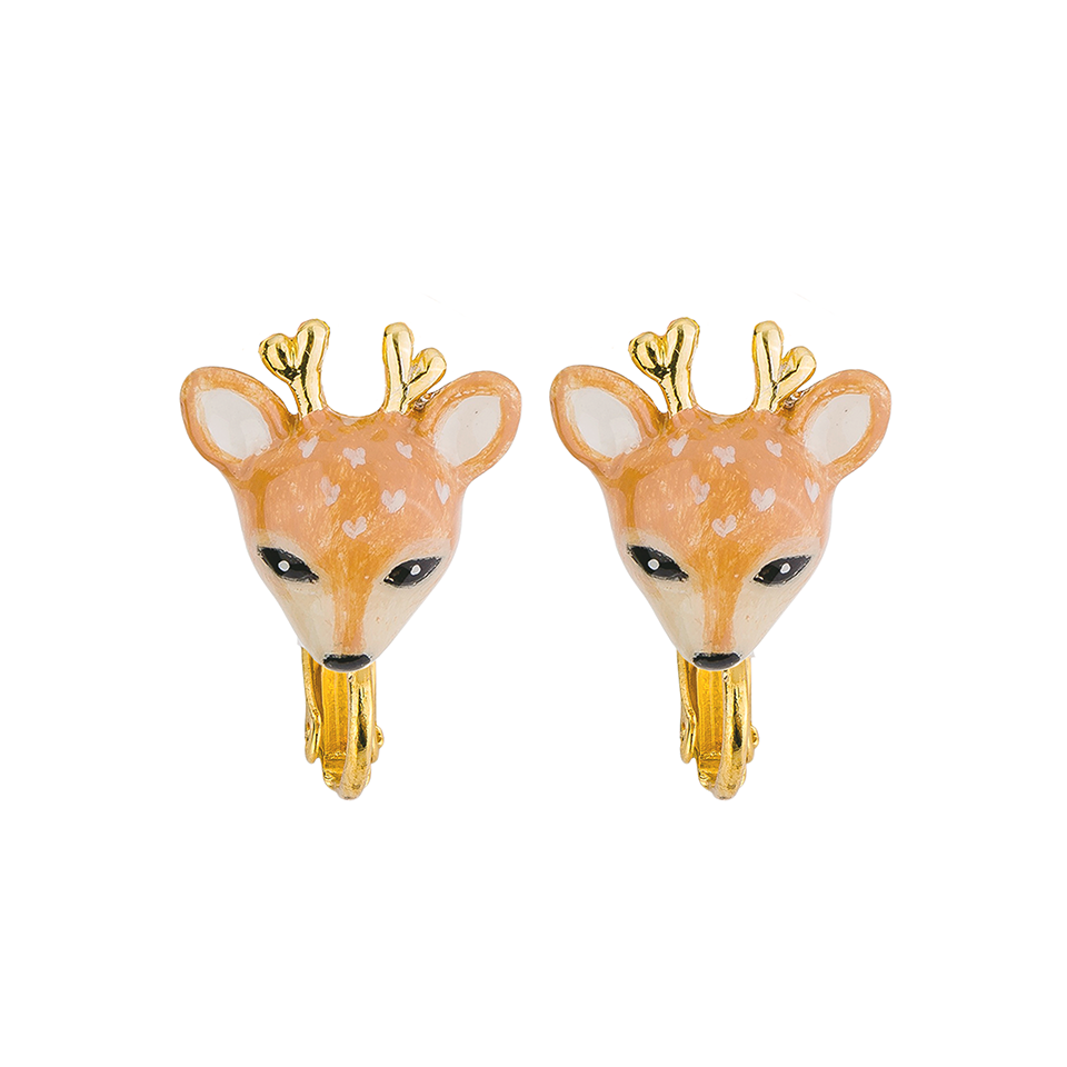 Forestogenian The Orange Deer Clip On Earrings