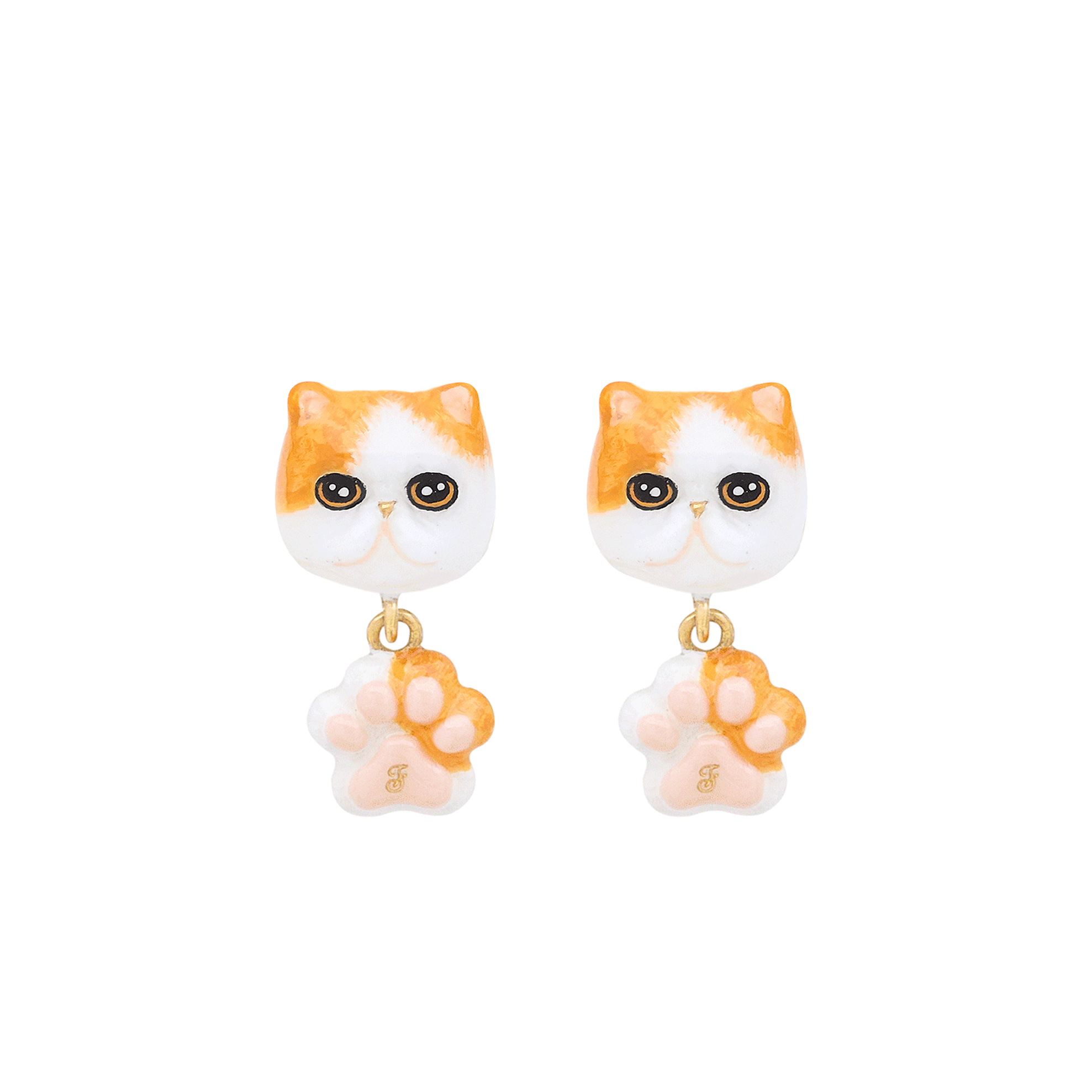 Cat Lover The Orange-White Exotic Shorthair Cat Earrings