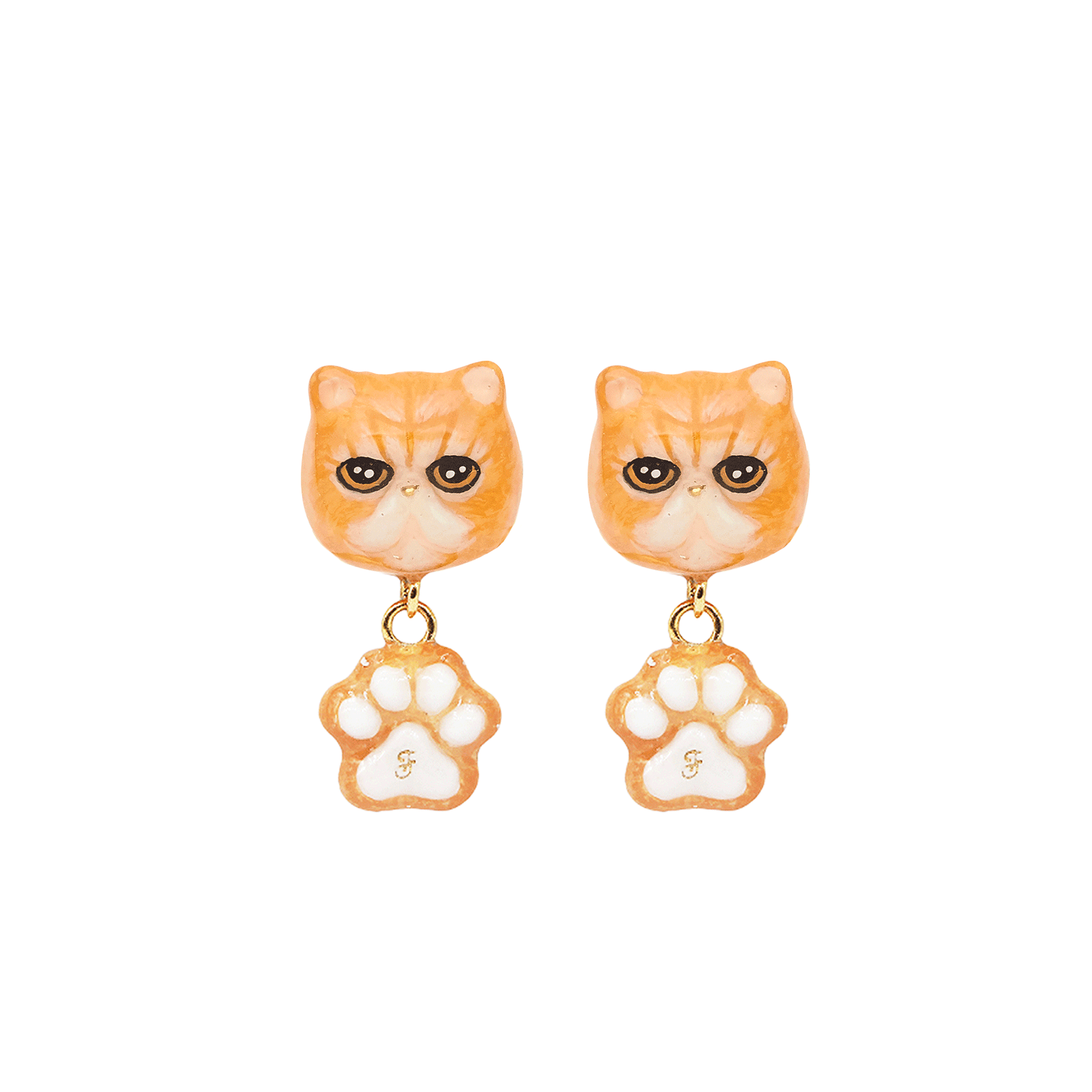 Cat Lover The Orange Exotic Shorthair Cat Earrings