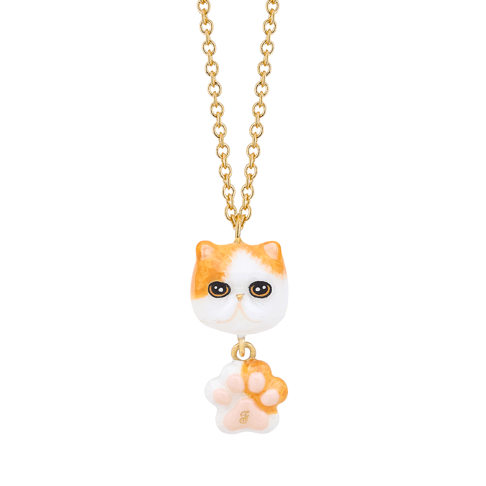 Cat Lover The Orange-White Exotic Shorthair Cat Necklace