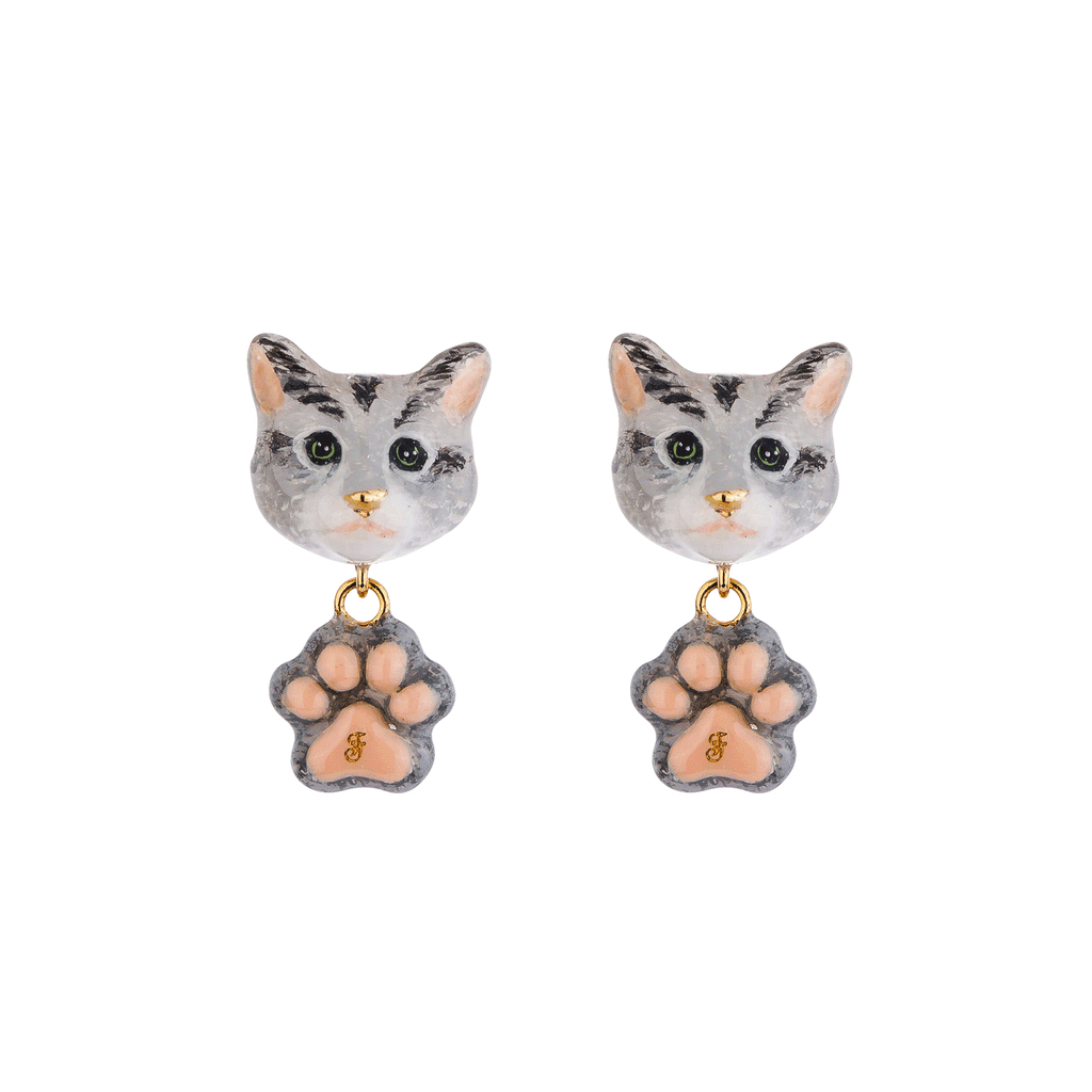 Cat Lover The Gray Forest Cat Earrings