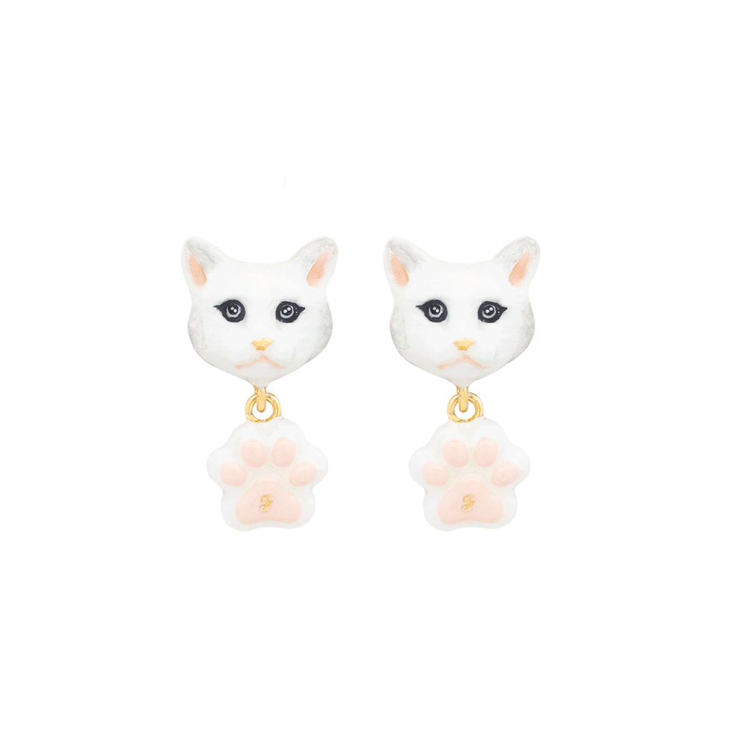 Cat Lover The White Forest Cat Earrings
