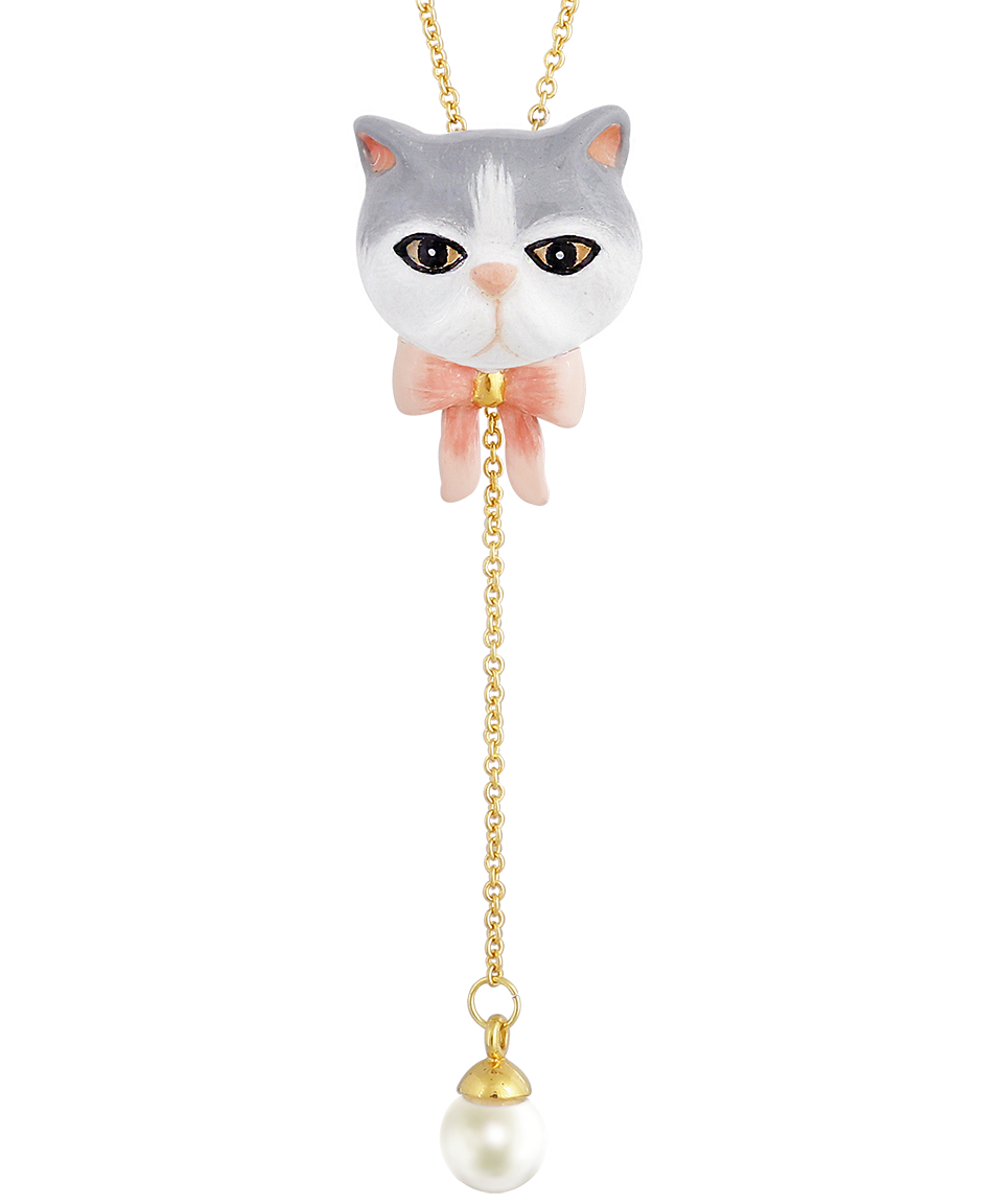 Cat Village The White&Gray Exotic Cat Necklace