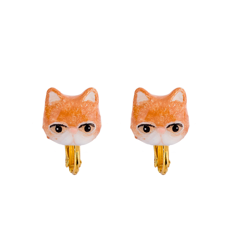 Persian Cat Empire The Orange Persian Cat Clip On Earrings