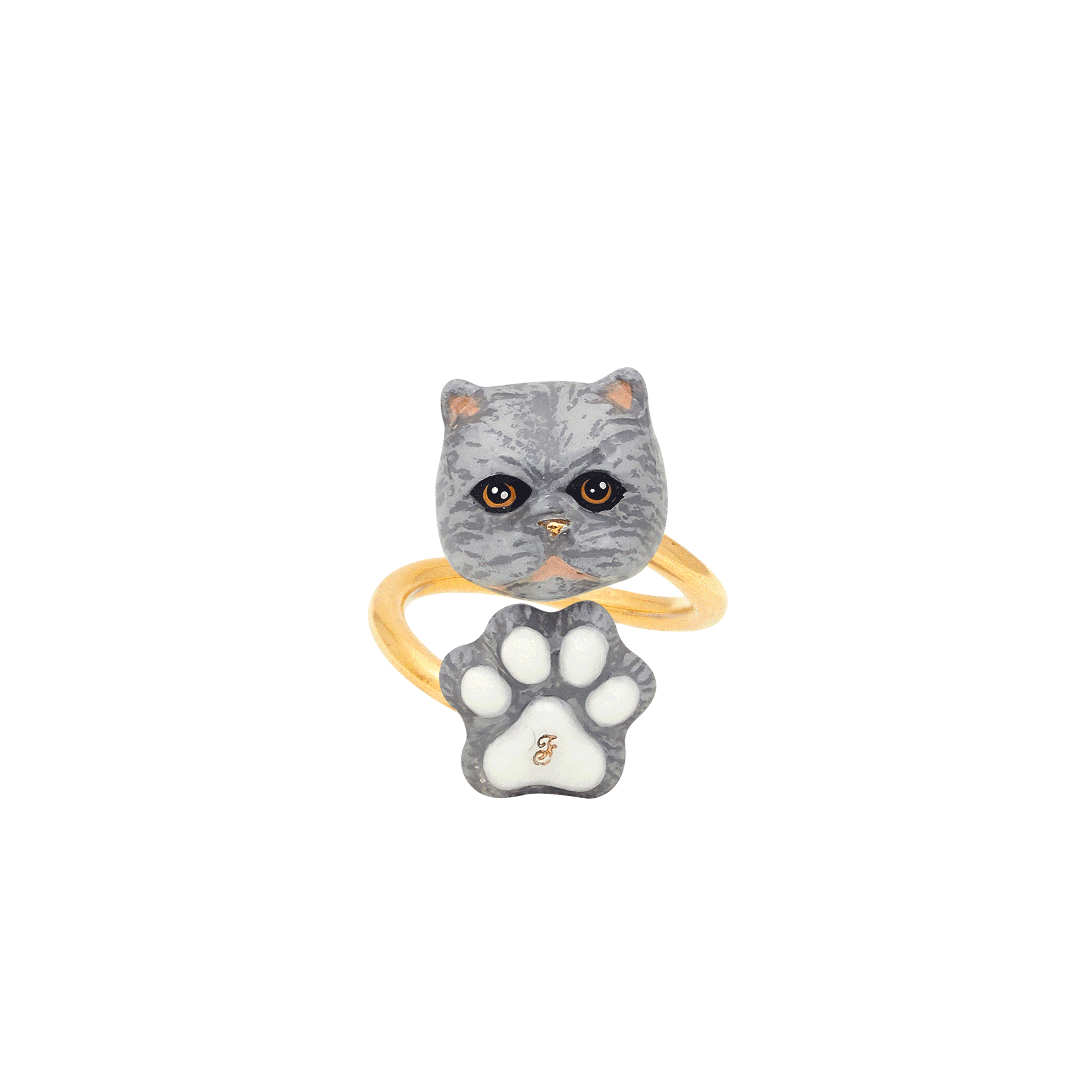 Cat Lover The Grey Persian Cat Twist Ring