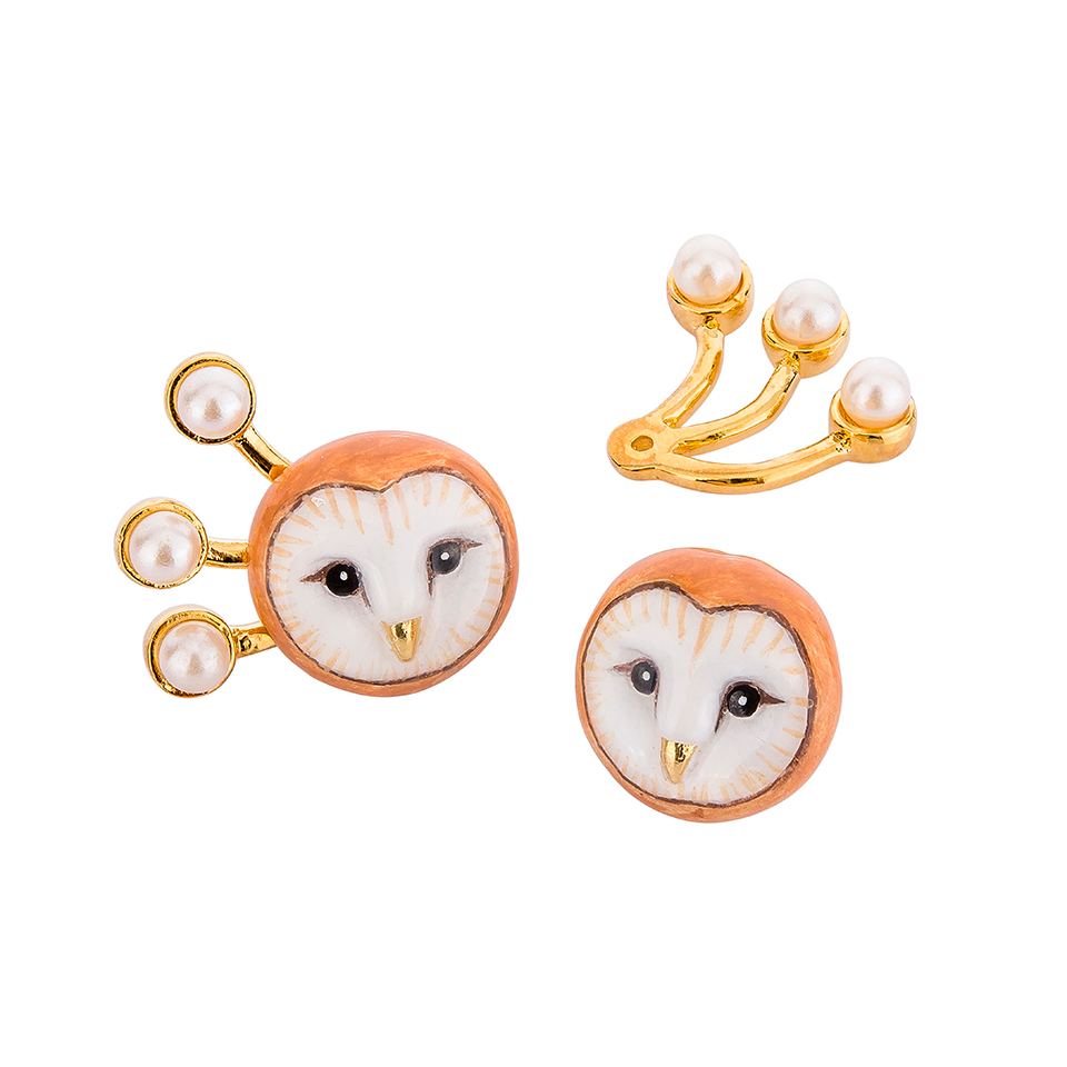 Winter In The Wild The Orange Owl Earrings