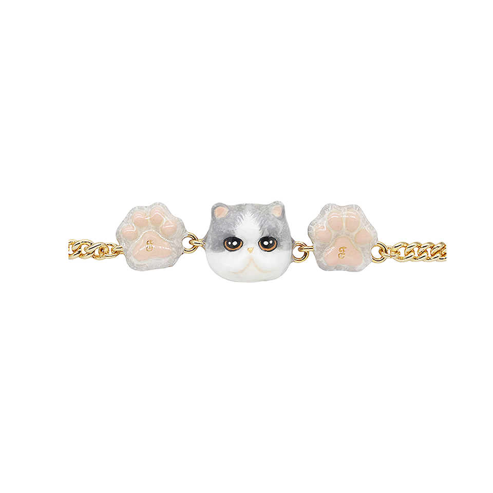 Cat Lover The White-Grey Exotic Shorthair Cat Bracelet(3)
