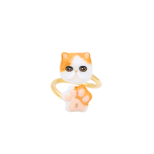 Cat Lover The Orange-White Exotic Shorthair Cat Twist Ring