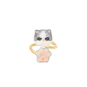 Cat Lover The White-Grey Exotic Shorthair Cat Twist Ring