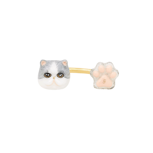 Cat Lover The White-Grey Exotic Shorthair Cat Ring