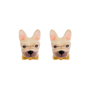 Frenchie Puppy Love The Cream Color Stud Earrings
