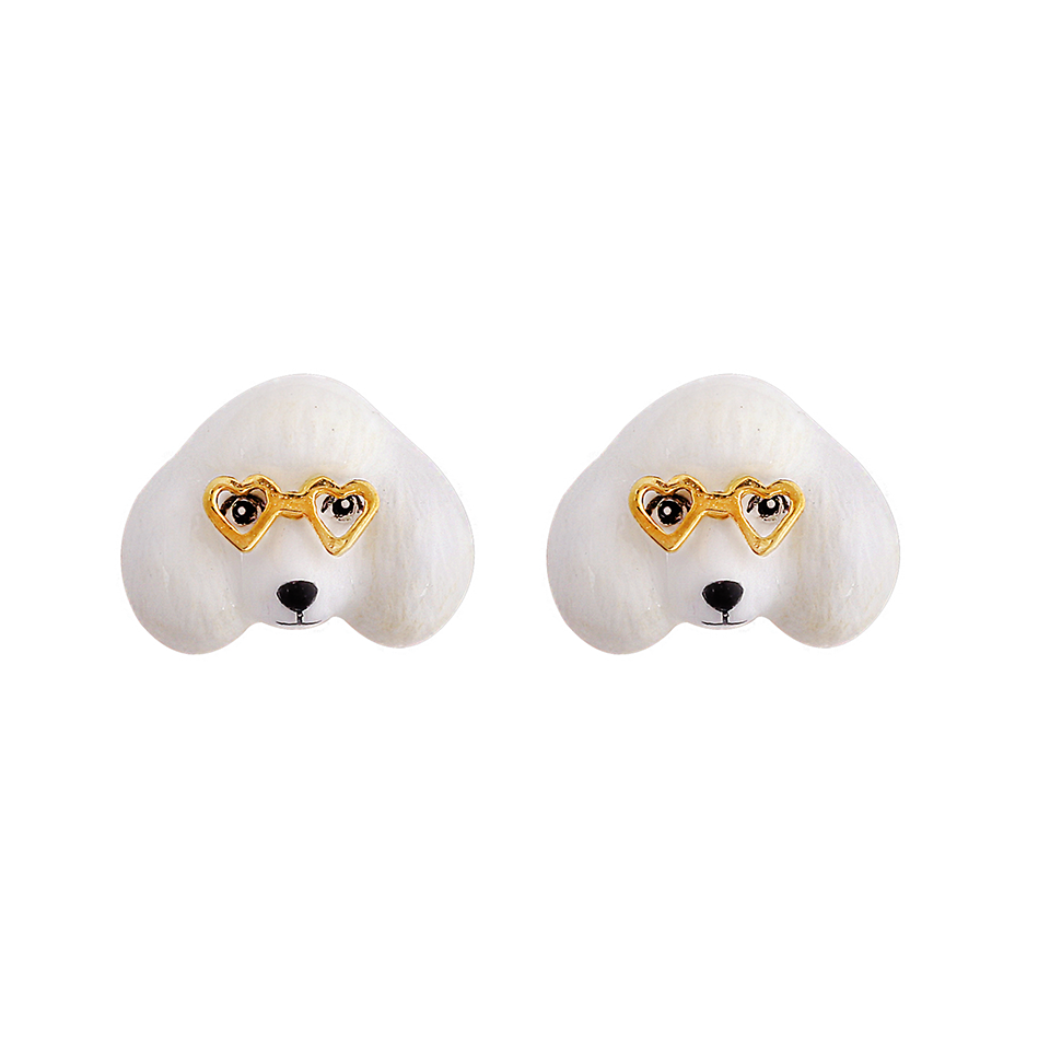 Furry Friends The White Poodle Earrings