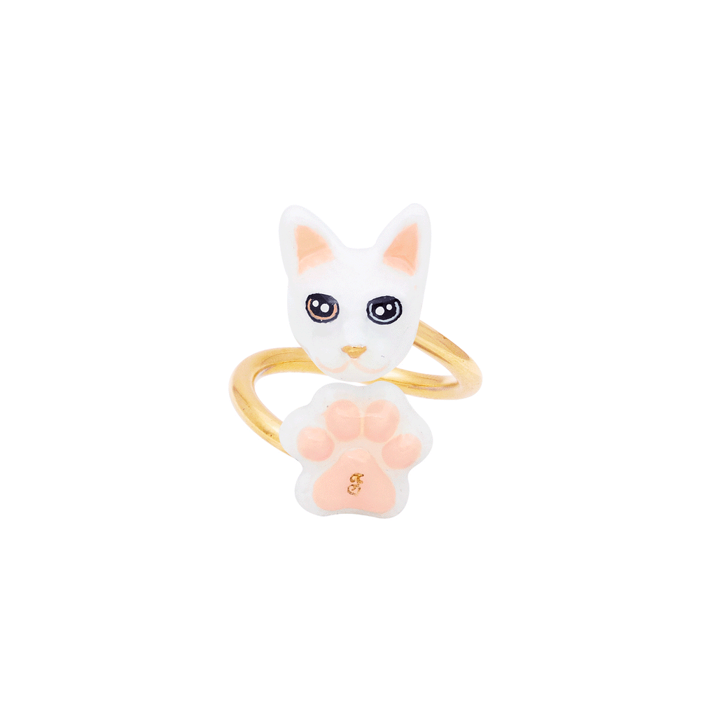 Cat Lover The White Siamese Cat Twist Ring